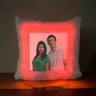 Red Led Square Cushion With Battery